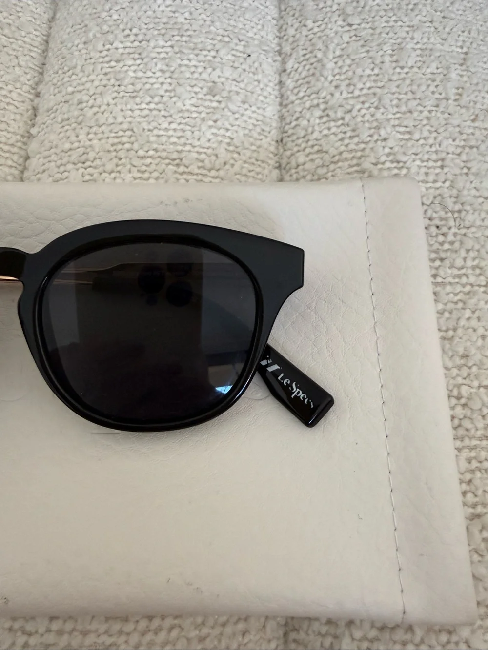 Le Specs Black Round Sunglasses with Gloss Frame